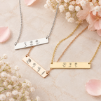 Personalized Birth Flower Bar Necklace