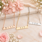 Personalized Birth Flower Bar Necklace