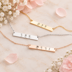 Personalized Birth Flower Bar Necklace