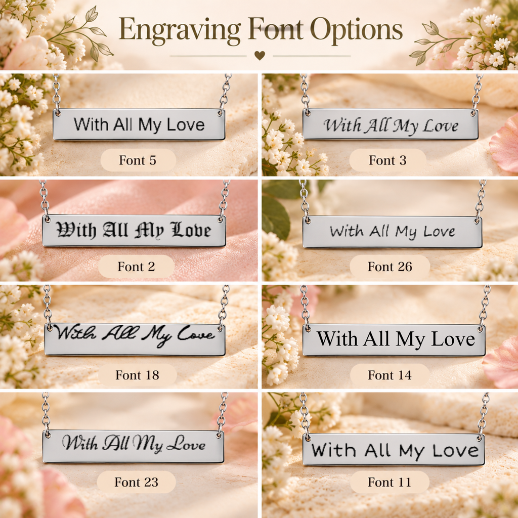 Personalized Birth Flower Bar Necklace