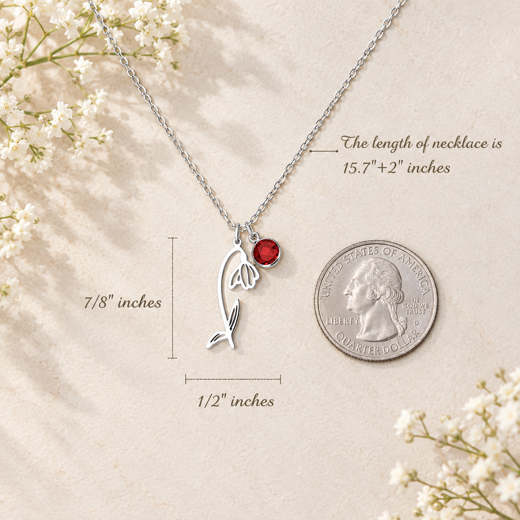 Birth Flower & Birthstone Necklace - January