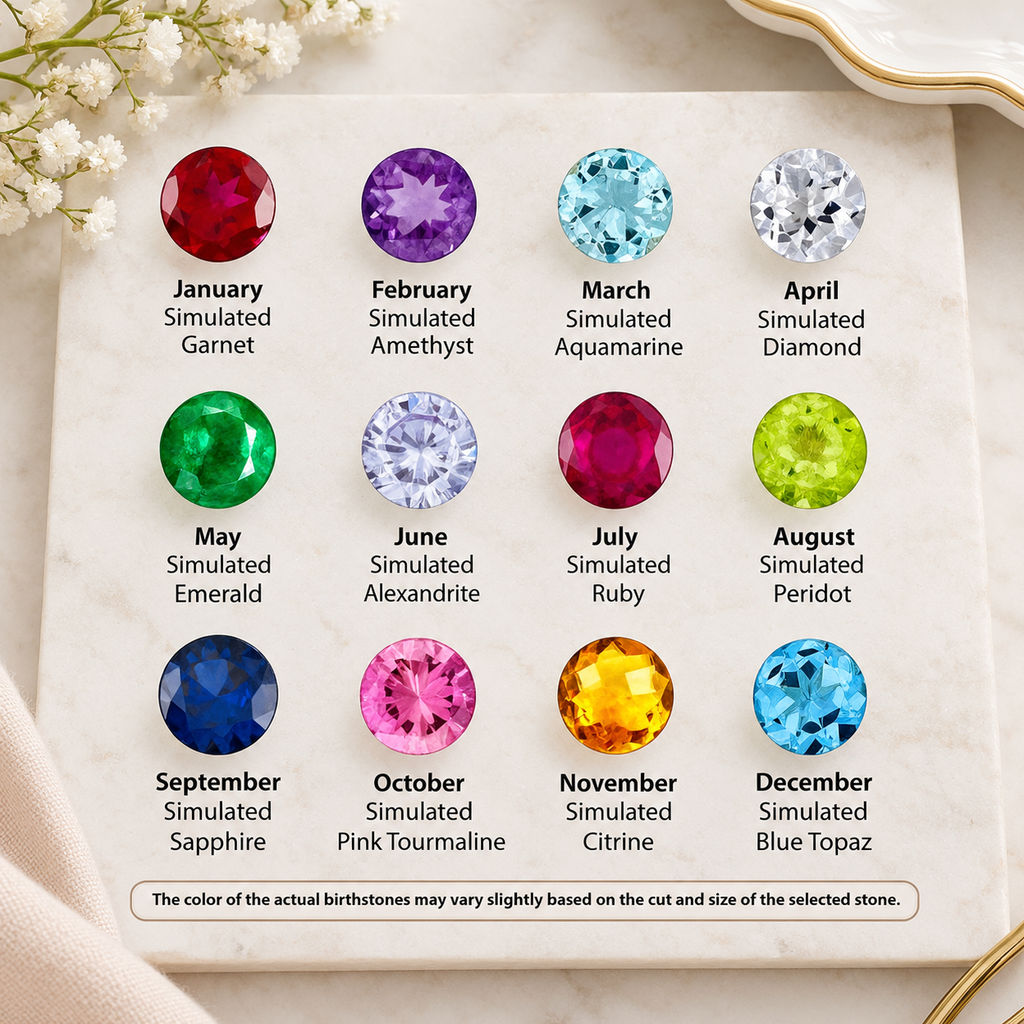 Personalized Birth Flower & Birthstone Name Necklace