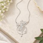 Personalized Birth Flower Name Necklace