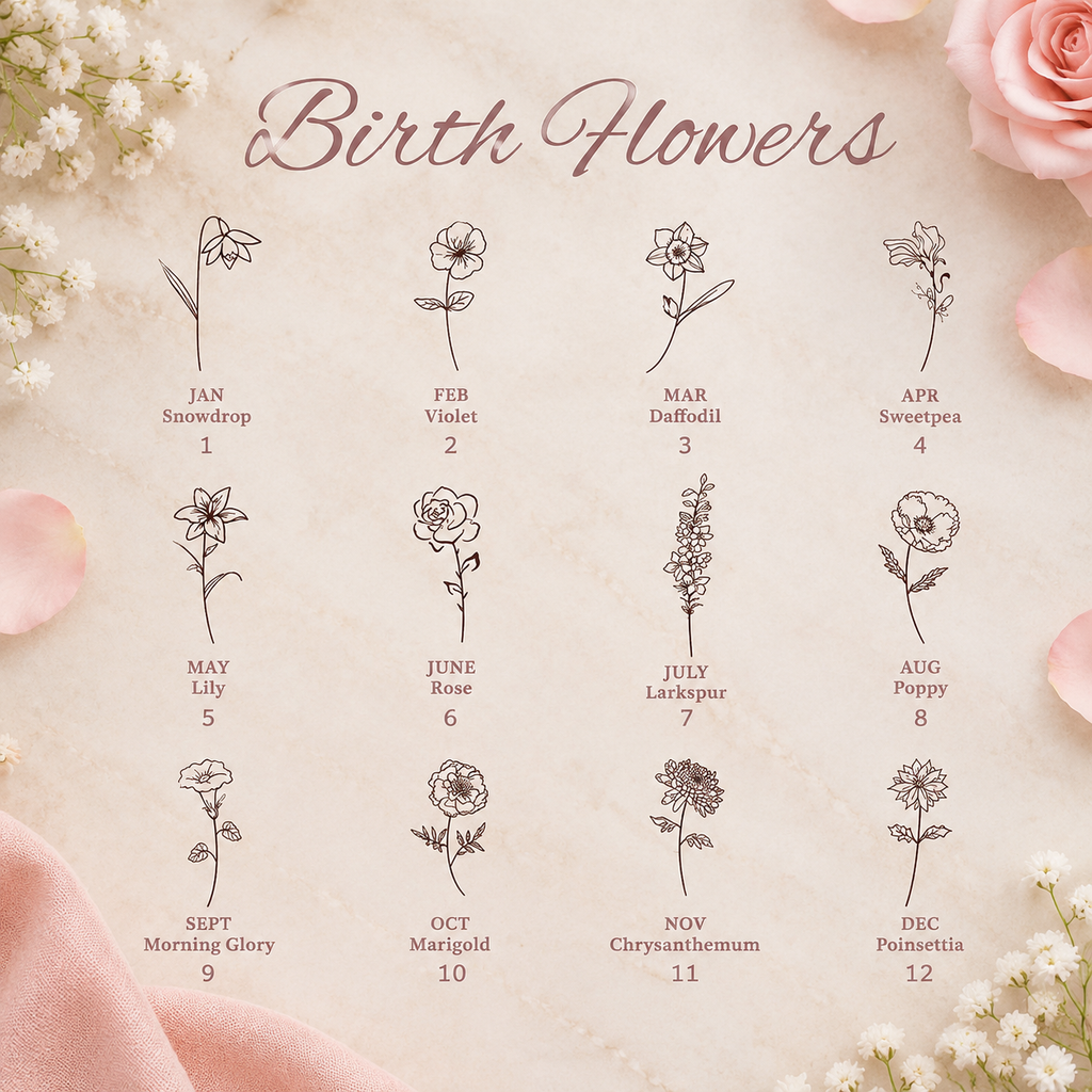 Personalized Birth Flower Bar Necklace