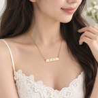 Personalized Birth Flower Bar Necklace